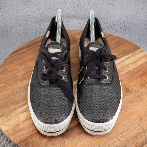 Keds Kate Spade Black Lace Up Platform Sneakers Womens Size 10 - Picture 2 of 8